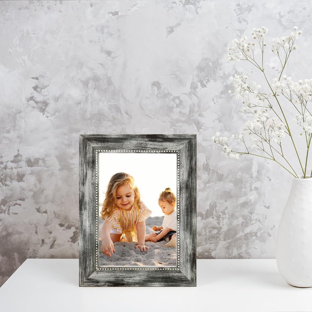 8x10 Picture Frames Set of 4 Vintage Photo Frame, Rustic Retro Photo Frame with Real Glass,Decorative Art Wall Mount and Tabletop Display Family Friends Wedding Gift