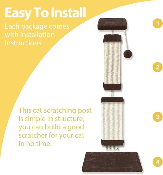 AGYM Cat Scratching Post, 32 Inch Cat Scratch Post for Cats and Kittens, Protect Your Furniture and Exercise Cats, Nature Sisal Modern Cat Scratcher for Indoor Cats, Brown-PawvioPets