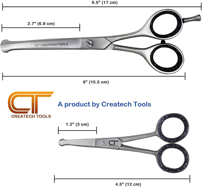 CT Pet Cat Dog Grooming Scissors Kit - 6 & 4 inch Hair Cutting Scissors Set, Japanese Stainless Steel Curved Blades with Safety Round Tips for Your Beloved Pets-PawvioPets
