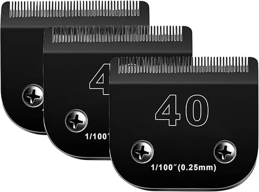 3PACK 40 Blades Dog Grooming Blades Compatible with Ainds/Oster A5/Wahl KM-10 Series Dog Clippers,Detachable Clipper Replacement Blade，Black-PawvioPets