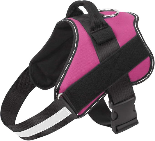 Bolux Dog Harness, No-Pull Reflective Dog Vest, Breathable Adjustable Pet Harness with Handle for Outdoor Walking - No More Pulling, Tugging or Choking (Rose red, M)-PawvioPets