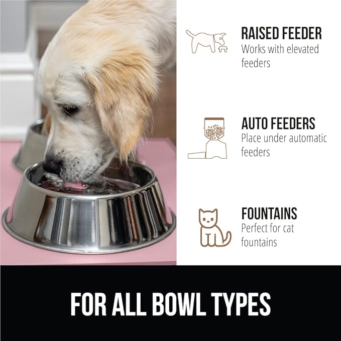 GORILLA GRIP 100% Waterproof Raised Edge BPA Free Silicone Pet Feeding Mat, Dog Cat Food Mats Contain Spills Protects Floors, Placemats for Cats and Dogs Water Bowl, Pets Accessories 16x10, Pink-PawvioPets