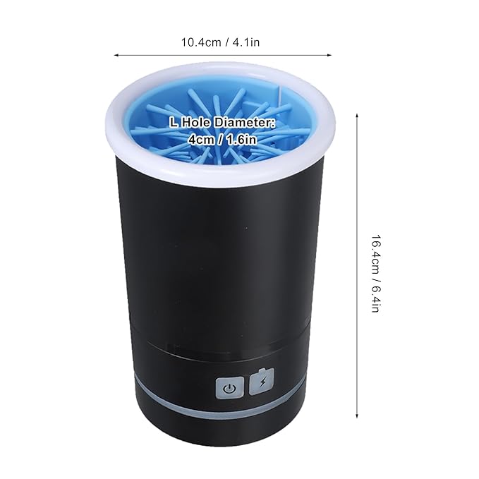 Automatic Dog Cleaner, Soft Electric Washer USB Rechargeable Portable Cleaner Cup, Dog Foot Cleaning Machine for Small to Medium Dogs Cats (Black White)-PawvioPets