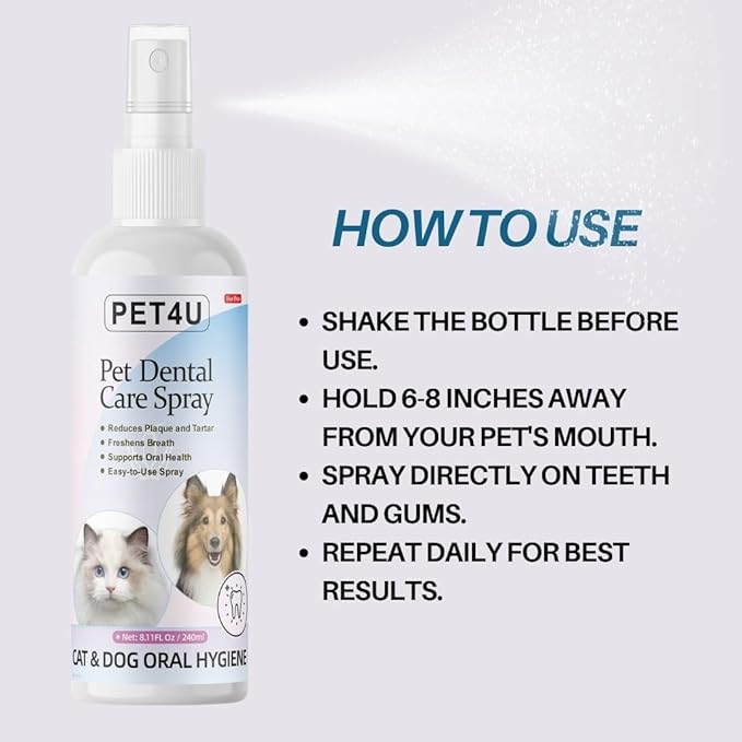 Dog Breath Freshener, 8 oz - Fights Plaque, Tartar & Bad Breath - Gentle Gum Care & pH Balance - Dog Dental Care for Cat and Dog - No-Brush Solution-PawvioPets