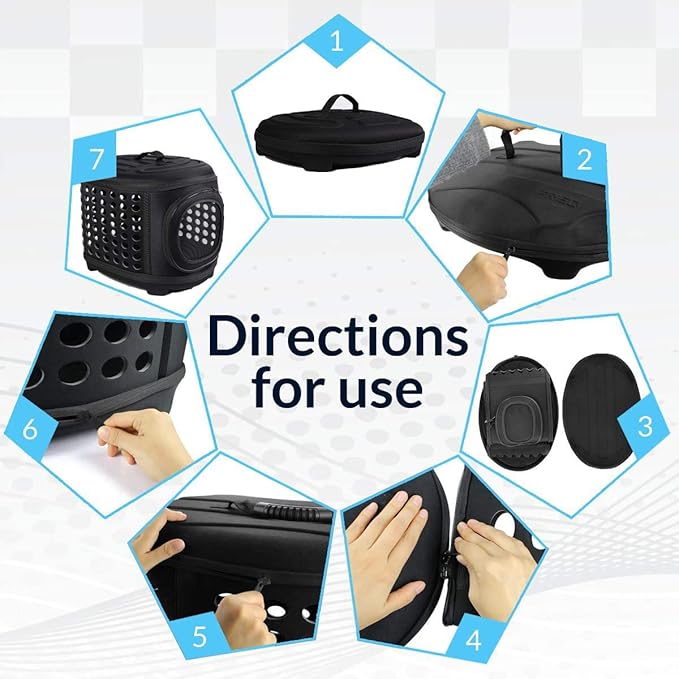 Collapsible Cat Carrier Hard, Travel Pet Carriers Bag for Small Dogs for Car Travel with Ventilation Guinea Pig 2 Small Cats Carrier Cage Dog Crate (Black)-PawvioPets