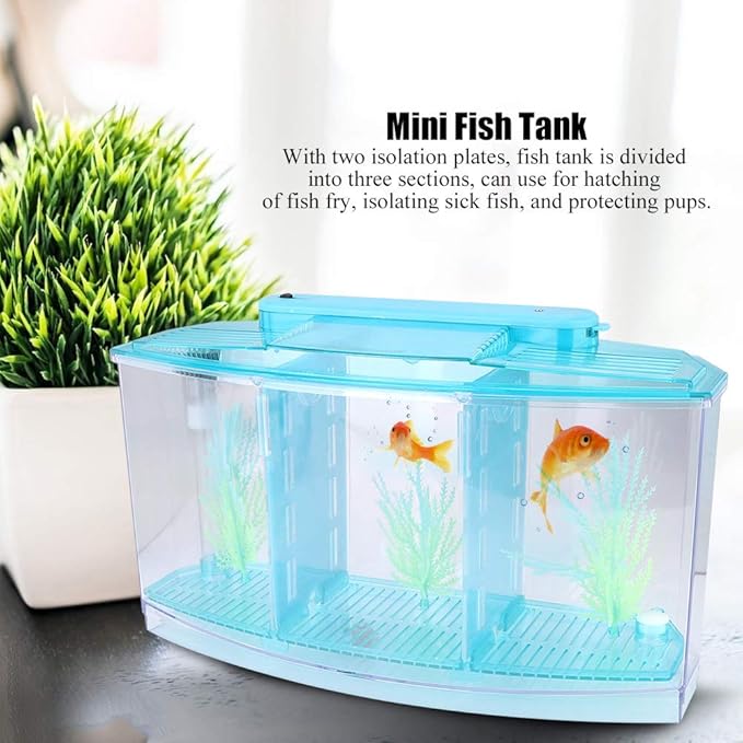 Betta Fish Tank, Adjustable Light Isolation Acrylic Small Aquarium with LED Light, Small Fish Tank Starter Kit, Beta Fish Tank with Water Change Valve for Office Home Room Decor (Blue)-PawvioPets