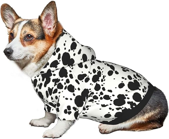 Cute Dalmatian Dog Costume, Animal Dalmatian Print Hoodies Puppy Winter Clothes Sweatshirt for Halloween Cosplay Autumn Wear Dog Winter Hoodies with Pocket for Small Medium Dogs S-PawvioPets