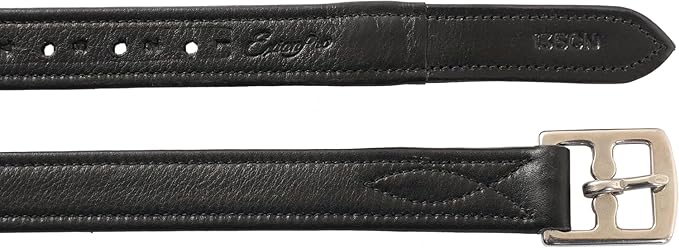 Exion FlexiStrong Stirrup Leathers for English Saddle | Ultra-Soft Cow Calfskin with Nylon Core | 1” Wide Stirrup Leathers for Daily Use | Sizes 48" to 62" | Black, Brown-PawvioPets