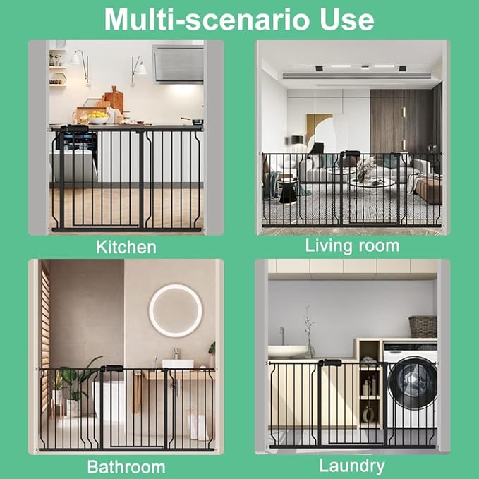 ALLAIBB Extra Wide Pressure Mounted Baby Gate Walk Through Child Kids Safety Toddler Tension Black Long Large Pet Dog Gates with Extension for doorways Kitchen (62.20-71.26"/158-181cm, Black)-PawvioPets