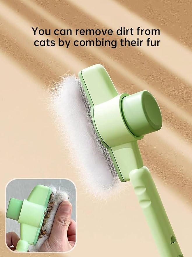 Cat Comb Dog Comb Pet Hair Removal Tool Flea for Cats and Dog Lice Cat Brush with Release Button Self-Cleaning with Long & Short Stainless Steel Metal Teeth for Shedding-PawvioPets