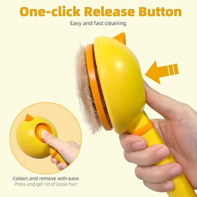 Cat Brush for Shedding, Self-Cleaning Slicker Brush for Indoor Cats, Gently Remove Loose Fur, Pet Grooming Massage Deshedding Tool, Suits Long & Short Haried Cats and Dogs-PawvioPets