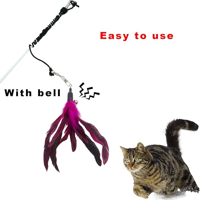 Cat Feather Toys Refills, 10 Pieces Interaction Cat Wand Replacement Feathers Toy for Indoor Cats-PawvioPets