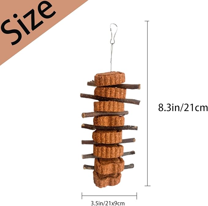 Bunny Carrot Cake Chew Toys,Rabbit Teeth Grinding Hanging Chinchillas Molar Toy Improve Dental Health Natural Apple Sticks for Guinea Pigs Rats Hamsters Gerbils(4 Packs)-PawvioPets