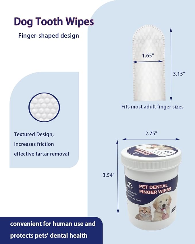 Dog Dental Wipes – Pet Teeth Cleaning Finger Pads for Dogs & Cats, 50 Count – Remove Plaque & Tartar, Freshen Breath, Easy Oral Care, Tea Polyphenol Formula-PawvioPets