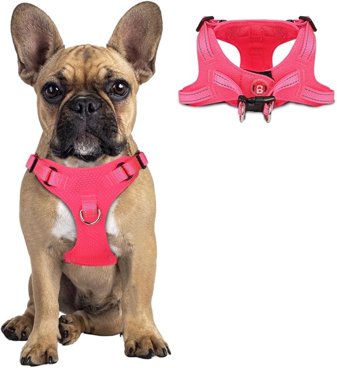 Dog Harness Step in Dog Vest Harness, Reflective Adjustable Puppy No Pull Harness Breathable Soft for Small and Medium Dogs Cats, Pink, S-PawvioPets