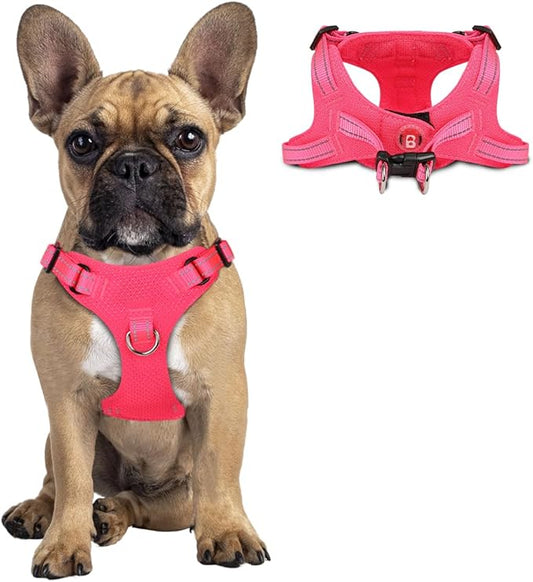 Dog Harness Step in Dog Vest Harness, Reflective Adjustable Puppy No Pull Harness Breathable Soft for Small and Medium Dogs Cats, Pink, S-PawvioPets