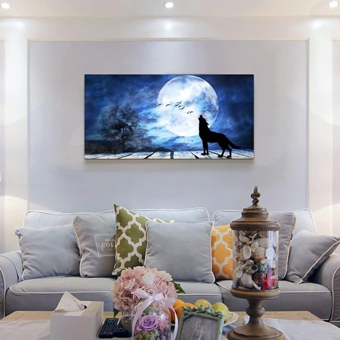 Canvas Wall Art For Bedroom Wall Decoration For Living Room Large Size Luminous Scenery Wolf Wall Decor Pictures Artwork Painting Modern Office Canvas Art Prints Room Decor Ready To For Home Decor-PawvioPets