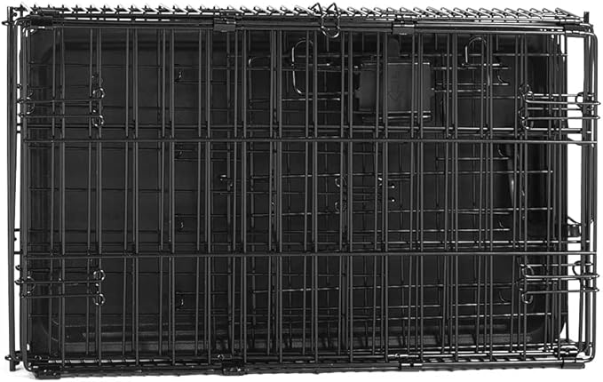 Amazon Basics Durable, Foldable Metal Wire Pet Crate with Tray, Portable and Sturdy for Travel, Single Door, Divider Panel, Perfect Size for Small Dogs, 22 x 13 x 16 in, Black-PawvioPets