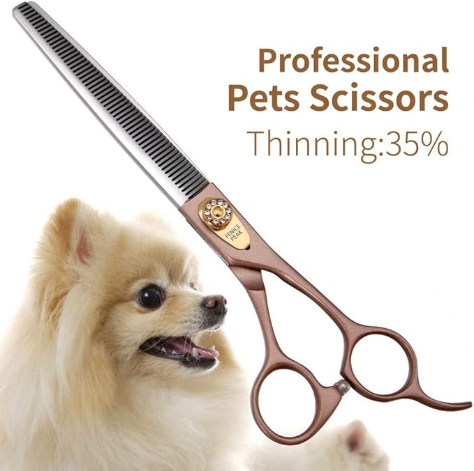 Fenice Peak Professional Thinning Scissors for Dog Cat 7/7.5'' Pet Grooming Scissors 440C Stainless Steel Thinning Shears for Dogs 50/56 Teeth-PawvioPets