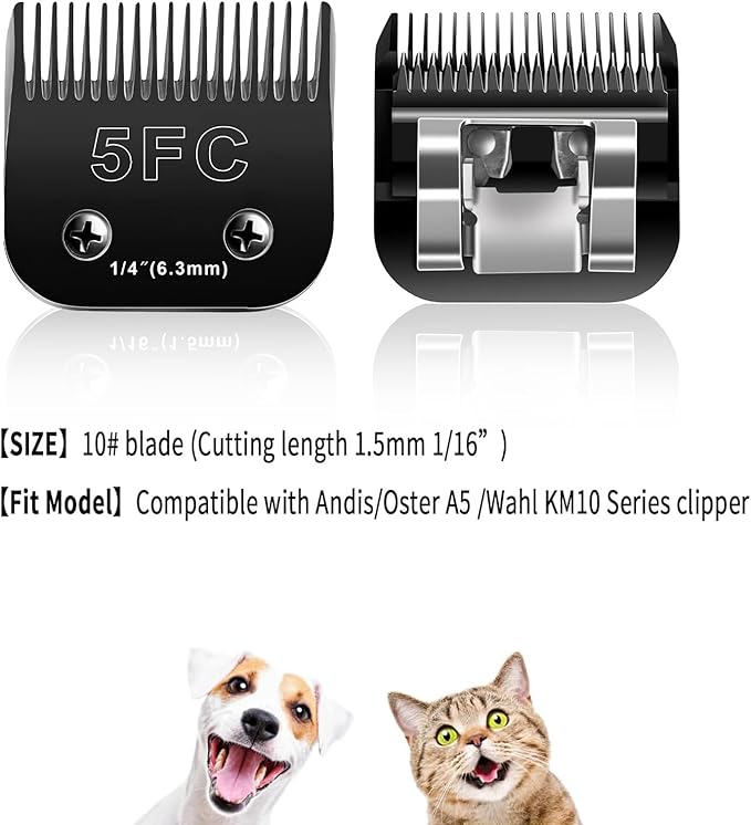 2PCS 5FC Blades Dog Grooming Blades Compatible with Andis/Oster A5/Wahl KM-10 Series Dog Clippers,Detachable Clipper Replacement Blade,Black(5FC/2PCS)-PawvioPets