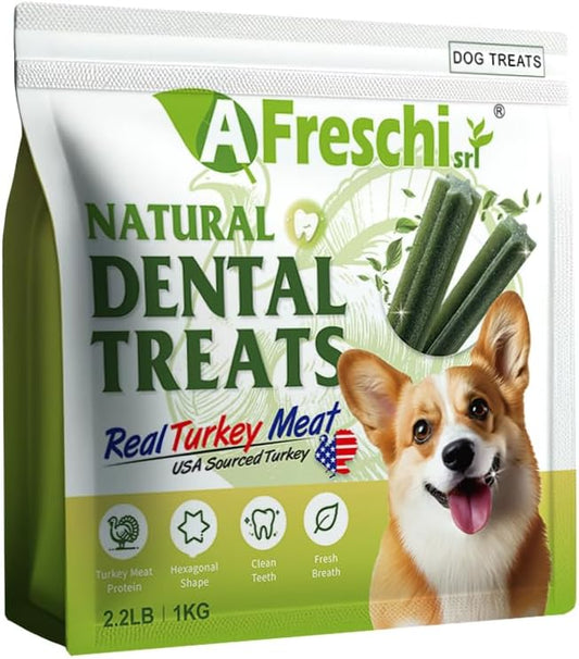 Afreschi Turkey Dental Sticks for Dogs, 2.2 lb – All Natural Dog Chews, USA-Sourced Trukey, Hypoallergenic, Long-Lasting Chew for Puppies and Adult Dogs, Grain-Free, Signature Series-PawvioPets