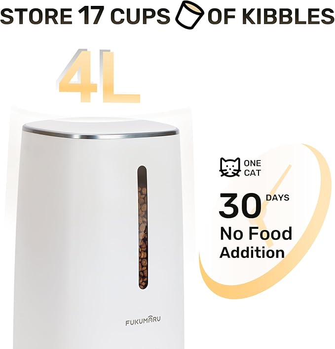 FUKUMARU Automatic Cat Feeder, 4L Dog Feeders with Double Bowls, Support DIY Meals and Timed Control WiFi Cat sFood Dispenser, Suit for Most Pet Food-PawvioPets