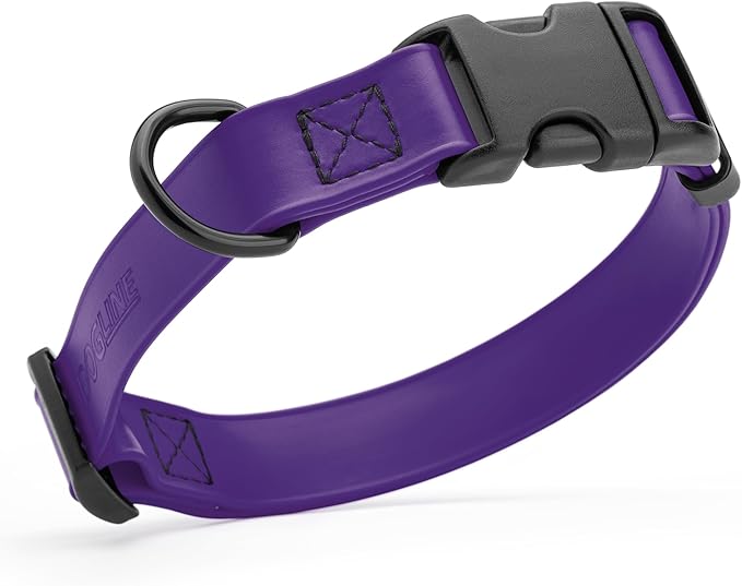 Dogline Biothane Waterproof Dog Collar with Quick Release Buckle Strong Coated Nylon Webbing with Odor- Proof for Easy Care Easy to Clean Fits Small Medium Large Dogs, Purple 5/8" W 9-14" L-PawvioPets