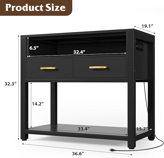 40-50 Gallon Aquarium Stand with Stable Metal Frame & Power Outlet, Heavy-Duty Fish Tank Stand with Waterproof Mat, 800LBS Capacity Storage Cabinet, Suitable for Turtle Tank, Reptile Terrarium, Black-PawvioPets