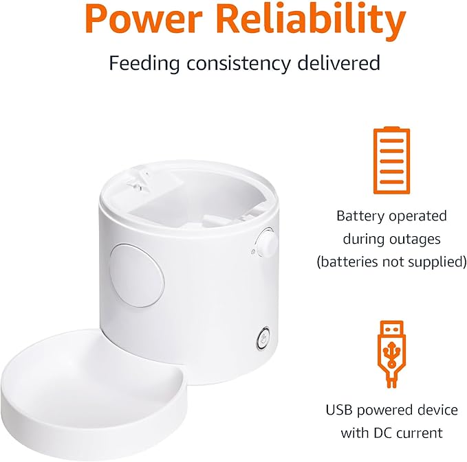 Amazon Basics Automatic Feeder for Cats and Dogs with Speed & Portion Control, 4L Capacity, White-PawvioPets