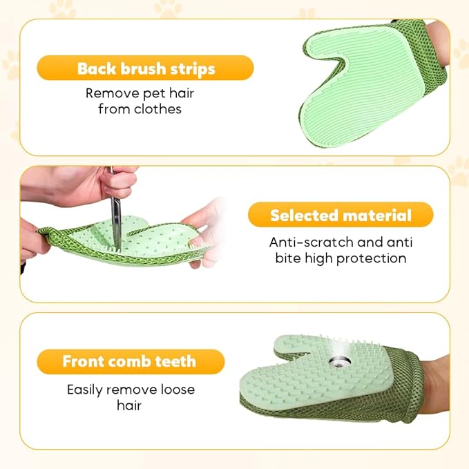 2025 New Pet Hair Removal Glove, Upgrade Electrostatic Pet Grooming Gloves for Cats and Dogs, Efficient Cat Gloves-PawvioPets