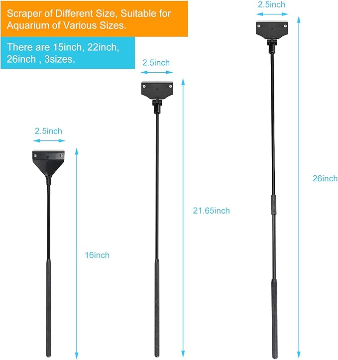 Aquarium Algae Scraper,Aquarium Glass Cleaner,Fish Tank Cleaner, Aquarium Scraper with 10 Blades,26 Inch.-PawvioPets