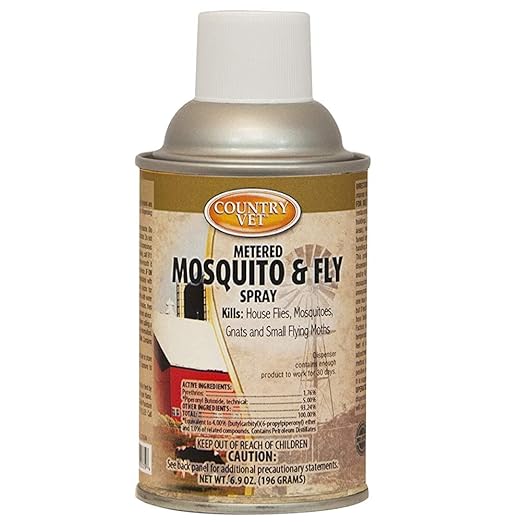 Country Vet Mosquito+Fly Metered Spray Refill (Case of 12) & Automatic Metered Dispenser (Case of 12) - 342033CVA - Great for Barns, Stables, Farms, Stalls and Outdoor Insect/Fly Prevention-PawvioPets