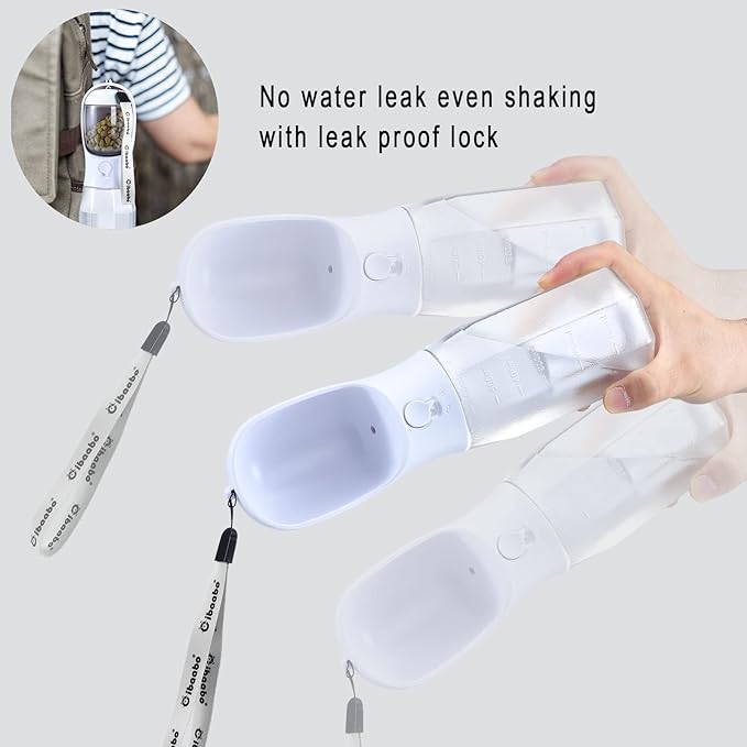 Dog Water Bottle with Food Container & Poop Bag Holder, Travel Water Bowl, Portable Pet Dispenser, Dog Stuff Accessories Items, Puppy Essentials Necessities for Yorkie Chihuahua Walking Hiking-PawvioPets