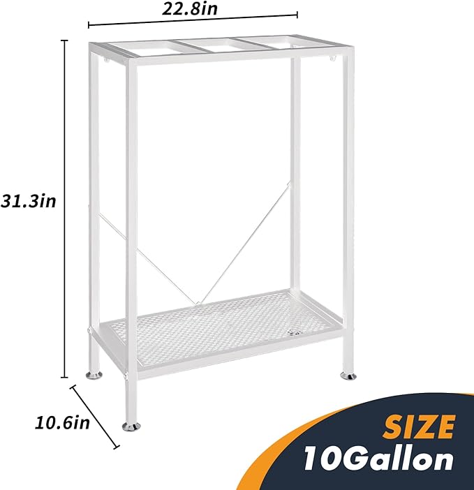 Fish Tank Stand: The Perfect 10 Gallon Metal Aquarium Stand Measuring 22.8" W x 10.6" D x 31.3" H to Fit Your Aquatic Display Needs. (10 Gallon-White)-PawvioPets