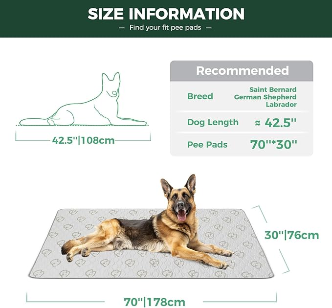 FXW Washable Pee Pads for Dogs, Puppy Pads with Super Absorbent, Specifically Designed for Potty Training, 70" × 30" Rectangle, Khaki, 2 Packs-PawvioPets