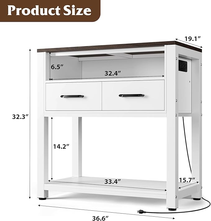 40-49 Gallon Fish Tank Stand with Two Storage Drawers, Heavy Duty Aquarium Stand with Waterproof Mat, Sturdy Metal Frame, 800 LBS Capacity Storage Cabinet, White-PawvioPets