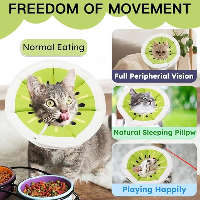 Cat Cone Collar Soft, Waterproof Cat Recovery Collar After Surgery, Adjustable Pet Donut Collar, Safety Elizabethan Collar to Prevent Licking Wounds for Kittens, Pet Cone Alternative-PawvioPets