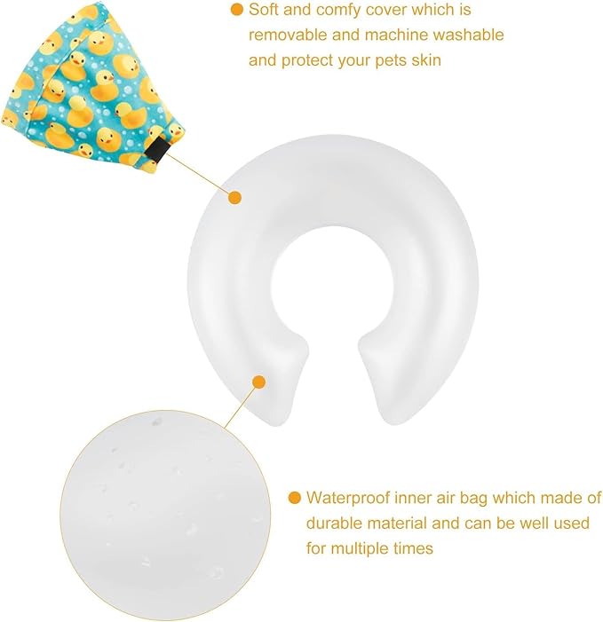 CuteBone Inflatable Dog Donut Collar with Removable Soft Fleece Covers for Small/Medium/Large Dogs and Cats After Surgery GWB04M-PawvioPets