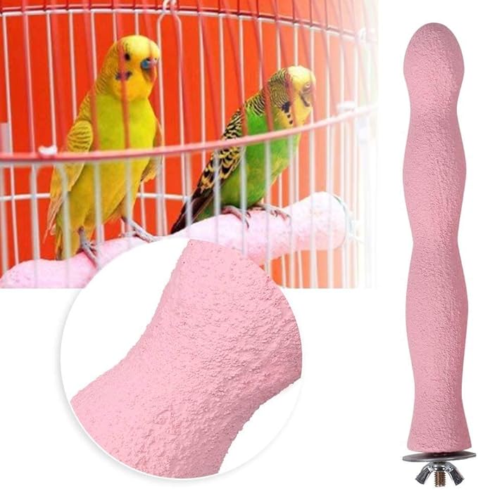 Bird Perch, and Beak Frosted Grinding Bar Standing Stick Cage Toy for Parakeet African Grey Cockatoo Budgies Cockatiel(L)-PawvioPets