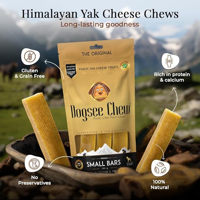 Dogsee Original Himalayan Yak Cheese Dog Chews (Small - 3 Bars) | Fights Plaque and Tartar| Yak Chews for Small Dogs | Rawhide Free | Easily Digestible Dog Treats-PawvioPets