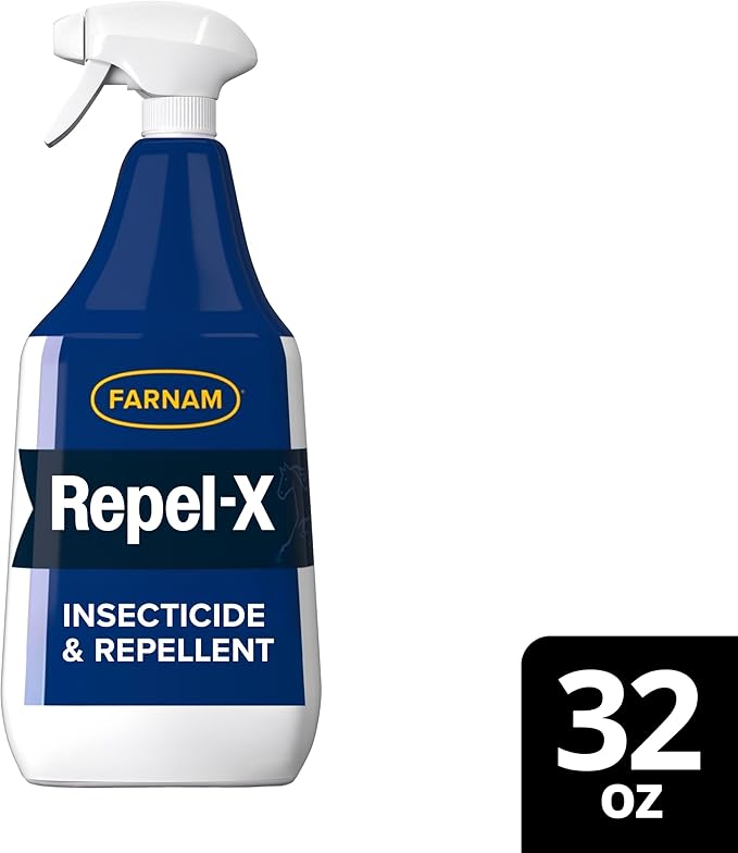 Farnam Repel-X Ready-To-Use Fly Spray, Insecticide And Repellent For Horses And Dogs, 32 Fluid Ounces, 1 Quart Bottle With Trigger Sprayer-PawvioPets
