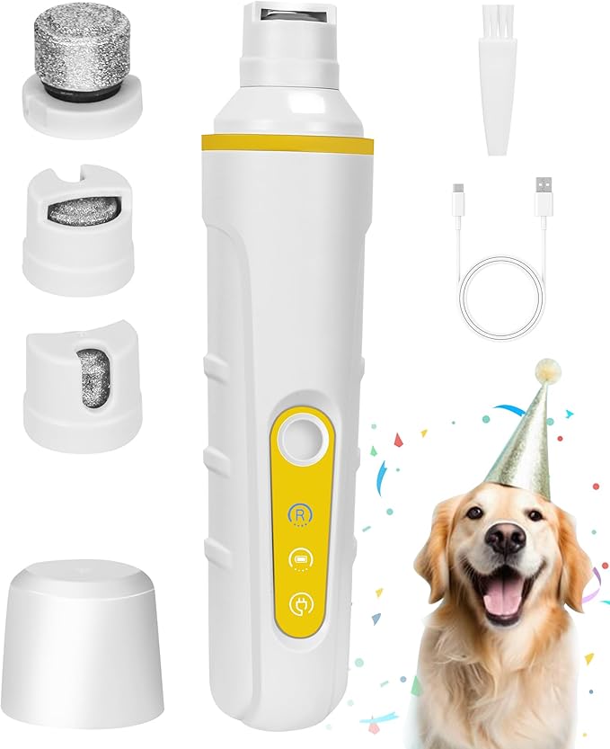 Dog Nail Grinder with Enhanced LED Light – Super Quiet, 2-Speed, USB-C Rechargeable, LED Smart Display, 3 Grinding Options, Pet Nail Trimmer for Dogs Cats and All Pet Sizes-PawvioPets