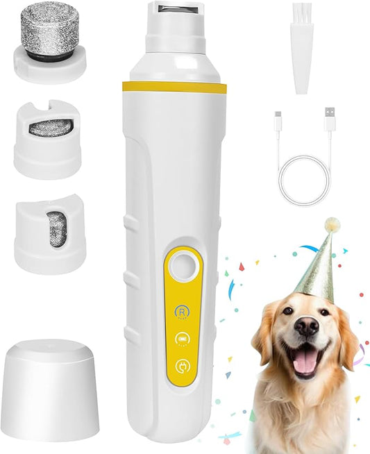 Dog Nail Grinder with Enhanced LED Light – Super Quiet, 2-Speed, USB-C Rechargeable, LED Smart Display, 3 Grinding Options, Pet Nail Trimmer for Dogs Cats and All Pet Sizes-PawvioPets