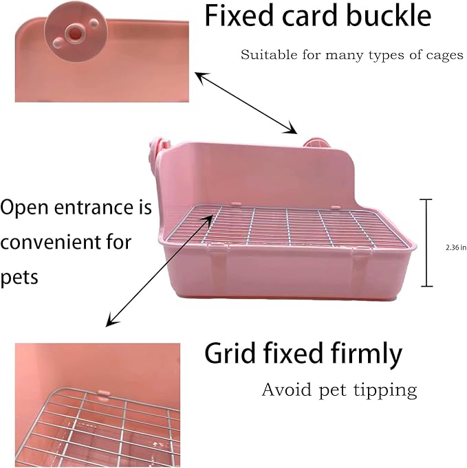 11Pcs Rabbit Litter Box Toilet,Bunny Corner Litter Bedding Plastic Square Grate Guinea Pig Bunny Ferret Hamster Hedgehog, Potty Trainer Bedding Box for Guinea Pig Ferret Hamster Hedgehog (Pink)-PawvioPets