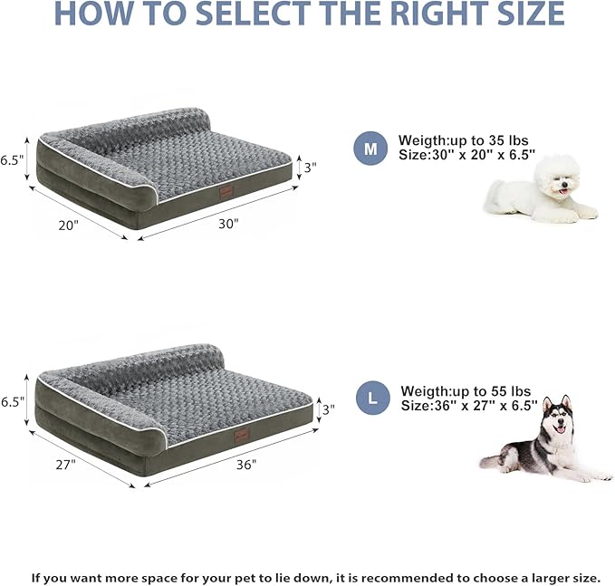 BFPETHOME Orthopedic Dog Beds for Large Dogs-Waterproof Sofa Dog Bed with Removable Washable Cover, Big Pet Bed with Waterproof Lining and Nonskid Bottom,Pet Bed for Large Dogs-PawvioPets