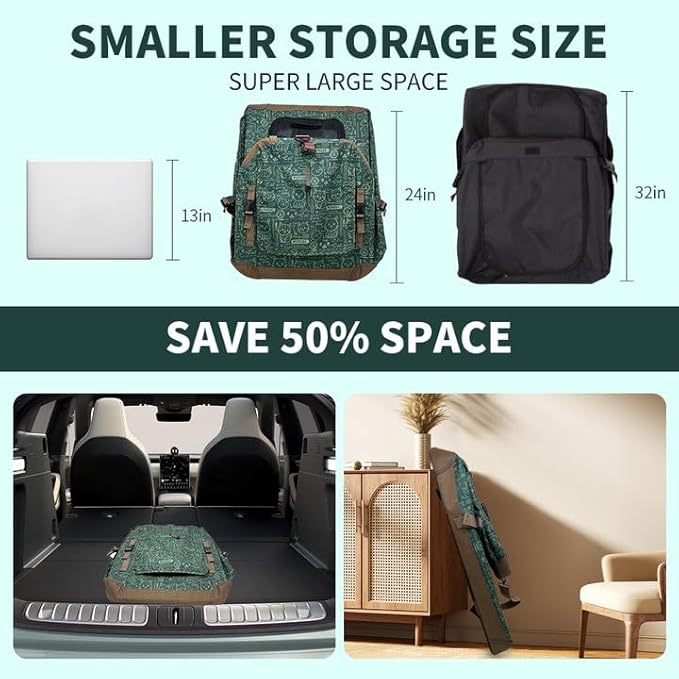 Extra Large Cat Carrier Soft Sided, Portable Small Dog Carrier for 2 Cats, 24"x16.5"x16" Car Travel Folding Comfortable Design, Green-PawvioPets