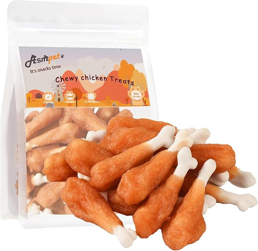 ASMPET Dog Treats Chews Rawhide Free Real Chicken Calcium Bone Snacks, Teeth Clean Breath Fresh Dog Training Treats-PawvioPets
