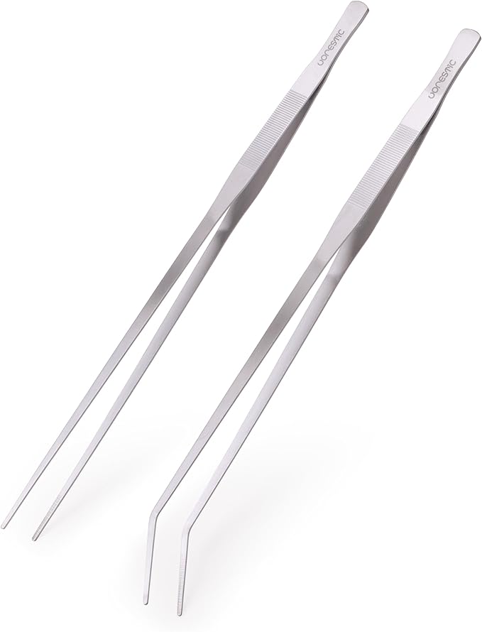 2 Pcs Heavy Duty Reptile Feeding Tongs, Aquarium Tweezers 18 Inch, Straight and Curved Extra Long Tweezers, Reptile Tongs, Aquarium Tongs, Aquarium Tweezers Extra Long-PawvioPets