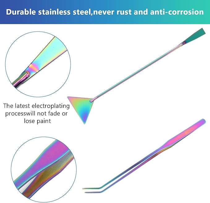 4 in 1 Quarium Aquascape Tools Kits, Anti-Rust Stainless Steel Aquatic Plant Aquascaping Tweezers, Scissors, Spatula for Aquarium Tank Cleaning Fish Tank Aquascape Tools Sets-PawvioPets