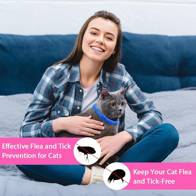 4 Pack Flea and Tick Collar for Cats, Natural Plant Oil Formula Cat Flea Collar Provides 32-Month Protection for Flea & Tick Prevention, Waterproof & Adjustable Cat Flea Treatment for Most Cats-PawvioPets